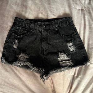 black jean shorts